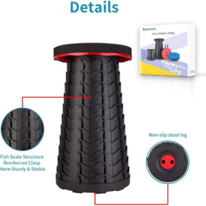 6887db4aa750d621baaed23eed535dfe29985f1f878ddd2ef5b76.jpg Boreeman Upgraded Folding Stool Lightweight Yet More Sturdy with Load Capacity 400lbs Portable Collapsible Stool for Camping Fishing Hiking BBQ (Black)