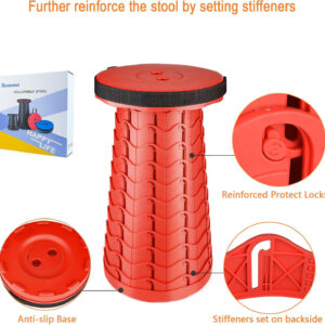 6887db530754adb0cee628dce2a5de7327cb67899c0ed1439c2c1.jpg Boreeman Upgraded Folding Stool Lightweight Yet More Sturdy with Load Capacity 400lbs Portable Collapsible Stool for Camping Fishing Hiking BBQ (Black)