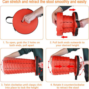 6887db569b348530500f1efa62d5757a9170d728c87b1b9df9fb8.jpg Boreeman Upgraded Folding Stool Lightweight Yet More Sturdy with Load Capacity 400lbs Portable Collapsible Stool for Camping Fishing Hiking BBQ (Black)