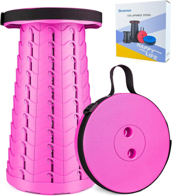 6887db59c650dfc4c6d51cd7c68ccda7cd9d5f21e4d507b343574.jpg Boreeman Upgraded Folding Stool Lightweight Yet More Sturdy with Load Capacity 400lbs Portable Collapsible Stool for Camping Fishing Hiking BBQ (Black)