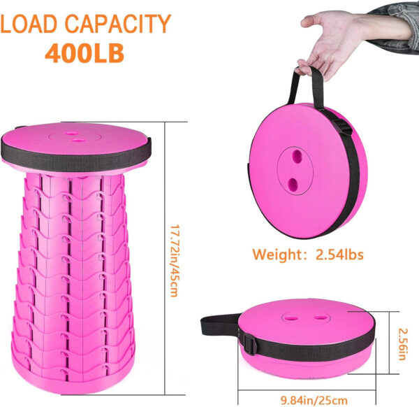 6887db5b879e359a72a0f630692cc7badc3bd762a8d35a8083dbc.jpg Boreeman Upgraded Folding Stool Lightweight Yet More Sturdy with Load Capacity 400lbs Portable Collapsible Stool for Camping Fishing Hiking BBQ (Black)