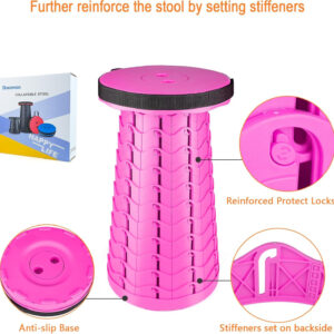 6887db5d3dcfd67bb3d8006c6c63618ac65bf234aa59984166d81.jpg Boreeman Upgraded Folding Stool Lightweight Yet More Sturdy with Load Capacity 400lbs Portable Collapsible Stool for Camping Fishing Hiking BBQ (Black)