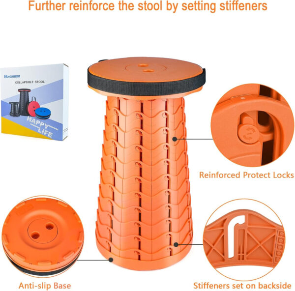 6887db66ad6b00b3d18e0ed774cde8cd5a02bbfd4c771a9c79c8e.jpg Boreeman Upgraded Folding Stool Lightweight Yet More Sturdy with Load Capacity 400lbs Portable Collapsible Stool for Camping Fishing Hiking BBQ (Black)