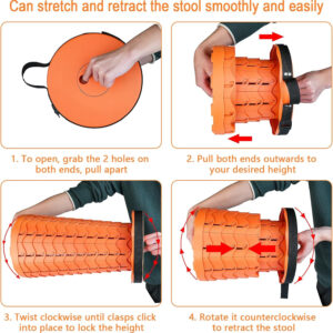 6887db69cbba46808e4d66228763292174317f963f95c869d8865.jpg Boreeman Upgraded Folding Stool Lightweight Yet More Sturdy with Load Capacity 400lbs Portable Collapsible Stool for Camping Fishing Hiking BBQ (Black)