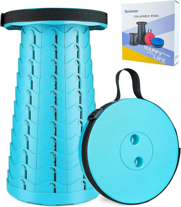 6887db6d0a35a5b9578654b8bb870a65c497a295377f687419714.jpg Boreeman Upgraded Folding Stool Lightweight Yet More Sturdy with Load Capacity 400lbs Portable Collapsible Stool for Camping Fishing Hiking BBQ (Black)