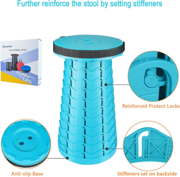 6887db7034b8fdab6ebc963606e2413d5b27cb8dd89d28a8af475.jpg Boreeman Upgraded Folding Stool Lightweight Yet More Sturdy with Load Capacity 400lbs Portable Collapsible Stool for Camping Fishing Hiking BBQ (Black)