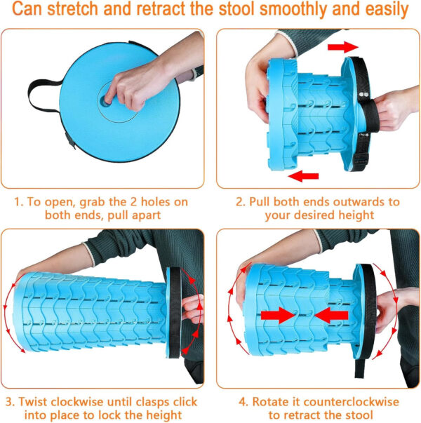 6887db736bda014058f6fdbfe6968d5726a41c24b19ddb4301425.jpg Boreeman Upgraded Folding Stool Lightweight Yet More Sturdy with Load Capacity 400lbs Portable Collapsible Stool for Camping Fishing Hiking BBQ (Black)