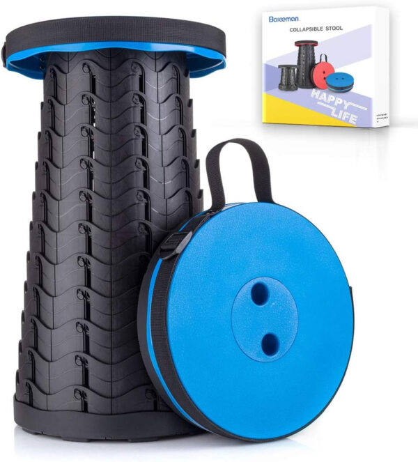 6887db76a62f5500560a34fc5f99d21177a54cdc163f7ce06a526.jpg Boreeman Upgraded Folding Stool Lightweight Yet More Sturdy with Load Capacity 400lbs Portable Collapsible Stool for Camping Fishing Hiking BBQ (Black)