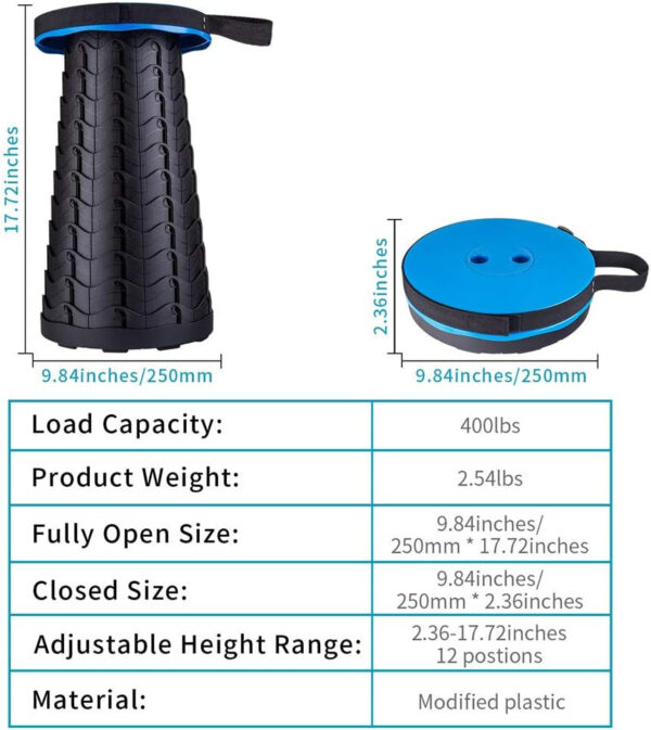 6887db77e96884007e40b24d45c6d77c0670c5743d997513bd05a.jpg Boreeman Upgraded Folding Stool Lightweight Yet More Sturdy with Load Capacity 400lbs Portable Collapsible Stool for Camping Fishing Hiking BBQ (Black)