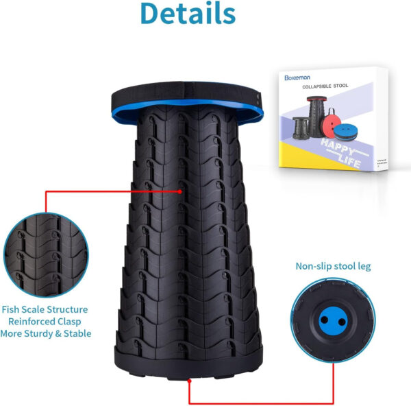 6887db78f1b193de7f965a24e2e47fd8978d69d6ba2c3c12b39e2.jpg Boreeman Upgraded Folding Stool Lightweight Yet More Sturdy with Load Capacity 400lbs Portable Collapsible Stool for Camping Fishing Hiking BBQ (Black)