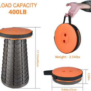 6887db7f7593626b071a6d102d596305b2aa3d5065084408f2922.jpg Boreeman Upgraded Folding Stool Lightweight Yet More Sturdy with Load Capacity 400lbs Portable Collapsible Stool for Camping Fishing Hiking BBQ (Black)