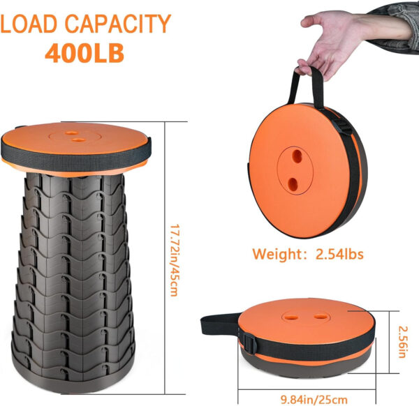 6887db7f7593626b071a6d102d596305b2aa3d5065084408f2922.jpg Boreeman Upgraded Folding Stool Lightweight Yet More Sturdy with Load Capacity 400lbs Portable Collapsible Stool for Camping Fishing Hiking BBQ (Black)