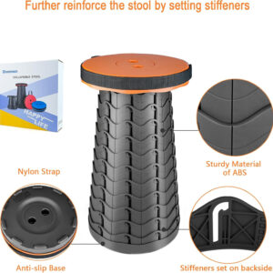 6887db80d2e7f1df48cda0a2bccedc51132d6bb2d7d7bec2b6a28.jpg Boreeman Upgraded Folding Stool Lightweight Yet More Sturdy with Load Capacity 400lbs Portable Collapsible Stool for Camping Fishing Hiking BBQ (Black)