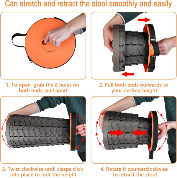 6887db8407644170570712d1ed963595215d7282a2fc9f7e3dc5e.jpg Boreeman Upgraded Folding Stool Lightweight Yet More Sturdy with Load Capacity 400lbs Portable Collapsible Stool for Camping Fishing Hiking BBQ (Black)