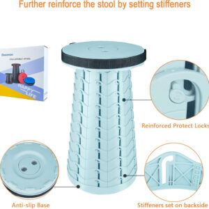 6887db8a36356dcaecc5637244071e452ed42f847e4cb5789ebe0.jpg Boreeman Upgraded Folding Stool Lightweight Yet More Sturdy with Load Capacity 400lbs Portable Collapsible Stool for Camping Fishing Hiking BBQ (Black)