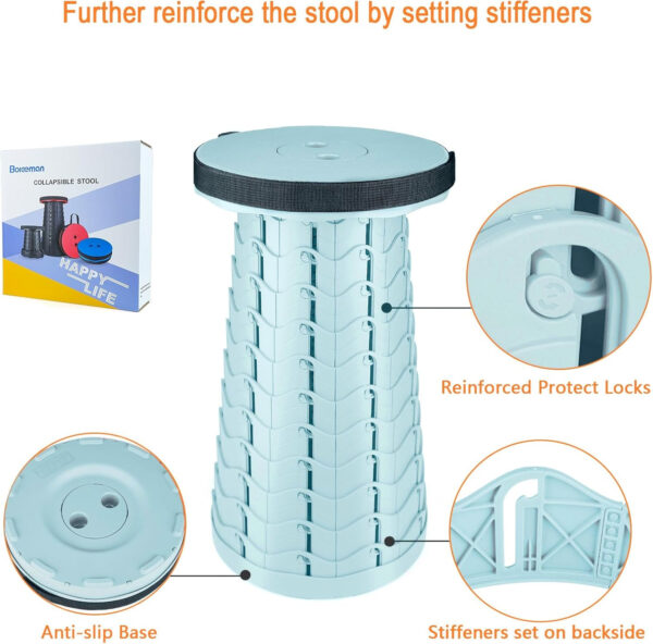 6887db8a36356dcaecc5637244071e452ed42f847e4cb5789ebe0.jpg Boreeman Upgraded Folding Stool Lightweight Yet More Sturdy with Load Capacity 400lbs Portable Collapsible Stool for Camping Fishing Hiking BBQ (Black)