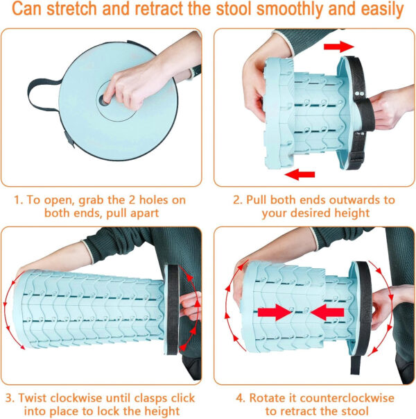 6887db8d38ffad214d95966329567f089a0bfa118b153e268203e.jpg Boreeman Upgraded Folding Stool Lightweight Yet More Sturdy with Load Capacity 400lbs Portable Collapsible Stool for Camping Fishing Hiking BBQ (Black)