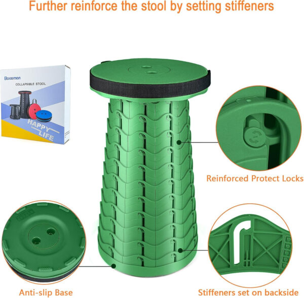 6887db92eb7e453ec388b96461e60d24677d64e3f4384d796397b.jpg Boreeman Upgraded Folding Stool Lightweight Yet More Sturdy with Load Capacity 400lbs Portable Collapsible Stool for Camping Fishing Hiking BBQ (Black)