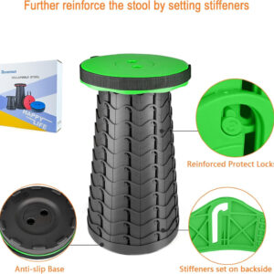 6887db9f803abcd50535d559f18fe20c631bab52562fdaa6fbb9f.jpg Boreeman Upgraded Folding Stool Lightweight Yet More Sturdy with Load Capacity 400lbs Portable Collapsible Stool for Camping Fishing Hiking BBQ (Black)