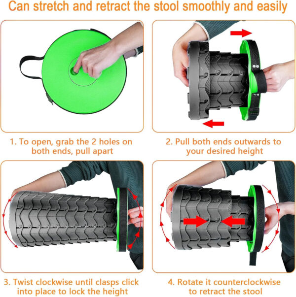 6887dba2753e22fa057ed9fce6b8e63a1312d79d7260a579a64ab.jpg Boreeman Upgraded Folding Stool Lightweight Yet More Sturdy with Load Capacity 400lbs Portable Collapsible Stool for Camping Fishing Hiking BBQ (Black)