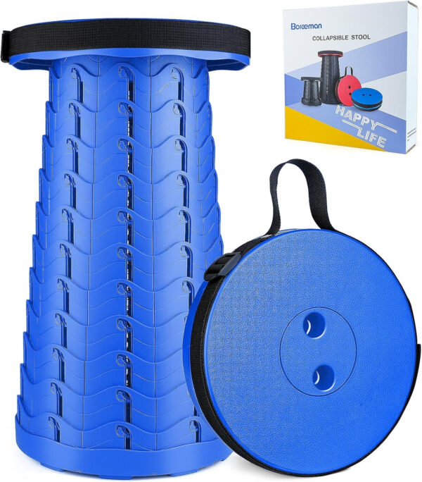 6887dba508530ce628523c25f9b3e11616bc33338202fd57c188b.jpg Boreeman Upgraded Folding Stool Lightweight Yet More Sturdy with Load Capacity 400lbs Portable Collapsible Stool for Camping Fishing Hiking BBQ (Black)