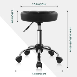 Black Classic Swivel Stool with Wheel for Salon Work Home SPA Shop Height-Adjustable and Cost-Effective Rolling Stool Chair Small