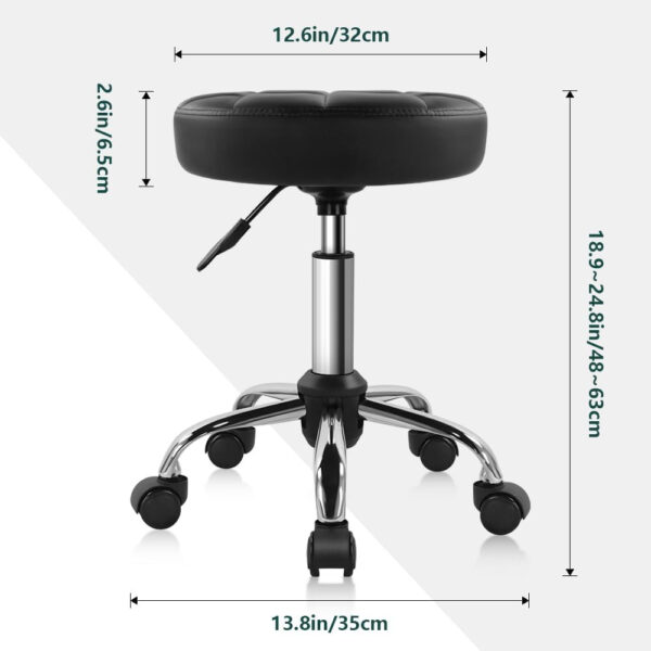 Black Classic Swivel Stool with Wheel for Salon Work Home SPA Shop Height-Adjustable and Cost-Effective Rolling Stool Chair Small