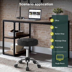 Black Classic Swivel Stool with Wheel for Salon Work Home SPA Shop Height-Adjustable and Cost-Effective Rolling Stool Chair Small