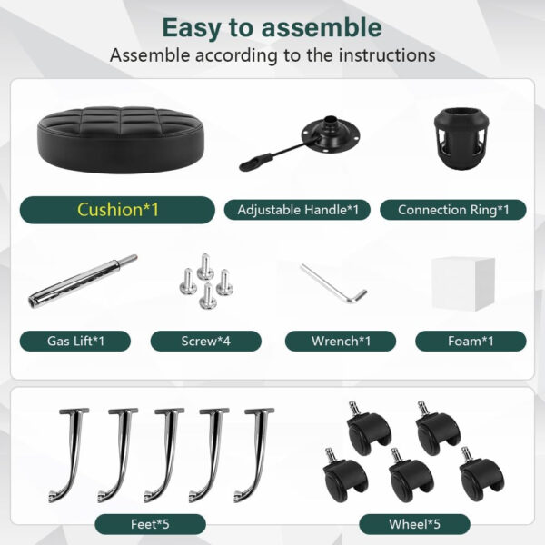 Black Classic Swivel Stool with Wheel for Salon Work Home SPA Shop Height-Adjustable and Cost-Effective Rolling Stool Chair Small