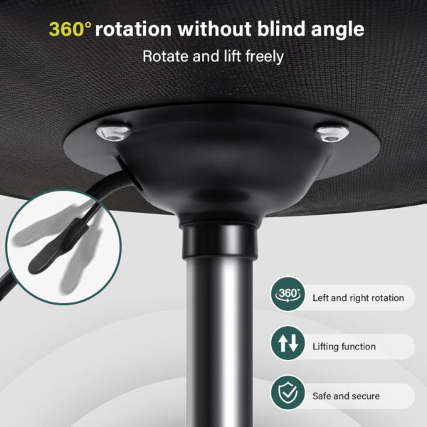 Black Classic Swivel Stool with Wheel for Salon Work Home SPA Shop Height-Adjustable and Cost-Effective Rolling Stool Chair Small