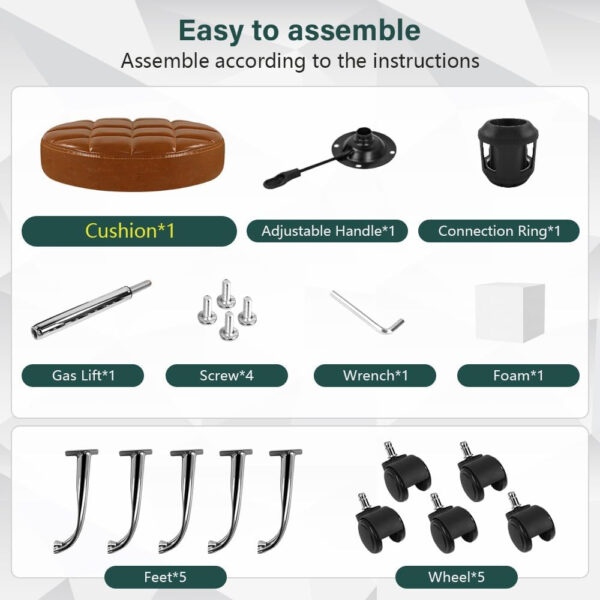 Black Classic Swivel Stool with Wheel for Salon Work Home SPA Shop Height-Adjustable and Cost-Effective Rolling Stool Chair Small