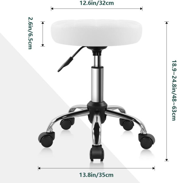 Black Classic Swivel Stool with Wheel for Salon Work Home SPA Shop Height-Adjustable and Cost-Effective Rolling Stool Chair Small
