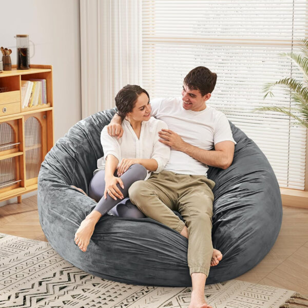 Bean Bag Chairs for Adults - Giant Bean Bag Chair Convertible Bean Bag Bed - Beanbag Chair with Micro Fiber Cover/Furniture Foam Filler - Floor Couch Sofa in Bedroom Dorm Room - Full Charcoal