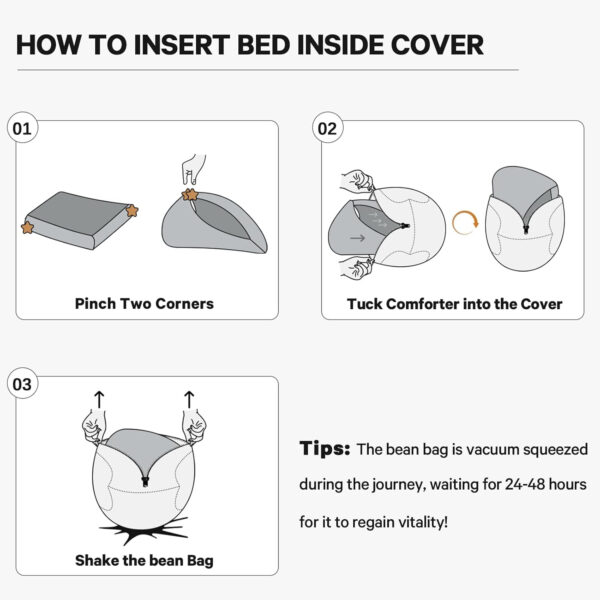 Bean Bag Chairs for Adults - Giant Bean Bag Chair Convertible Bean Bag Bed - Beanbag Chair with Micro Fiber Cover/Furniture Foam Filler - Floor Couch Sofa in Bedroom Dorm Room - Full Charcoal