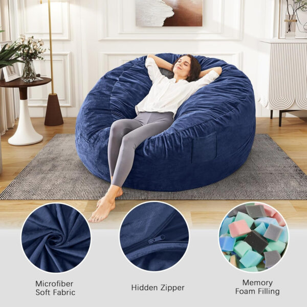 Bean Bag Chairs for Adults - Giant Bean Bag Chair Convertible Bean Bag Bed - Beanbag Chair with Micro Fiber Cover/Furniture Foam Filler - Floor Couch Sofa in Bedroom Dorm Room - Full Charcoal