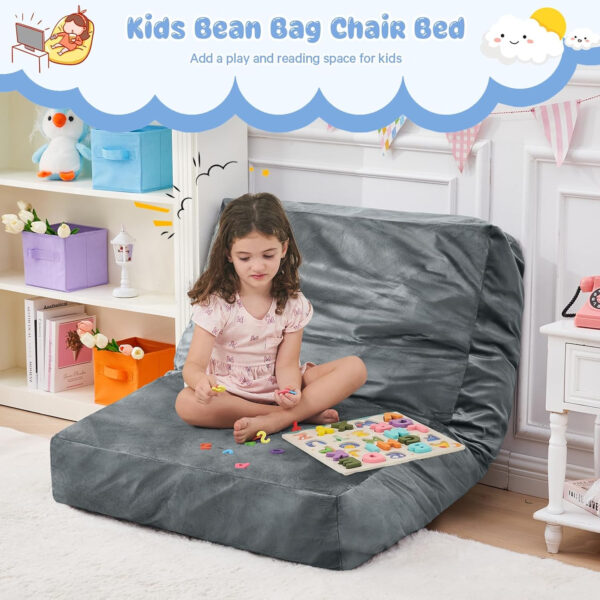 Bean Bag Chairs for Adults - Giant Bean Bag Chair Convertible Bean Bag Bed - Beanbag Chair with Micro Fiber Cover/Furniture Foam Filler - Floor Couch Sofa in Bedroom Dorm Room - Full Charcoal