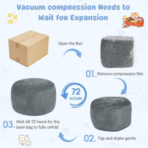 Bean Bag Chairs for Adults - Giant Bean Bag Chair Convertible Bean Bag Bed - Beanbag Chair with Micro Fiber Cover/Furniture Foam Filler - Floor Couch Sofa in Bedroom Dorm Room - Full Charcoal