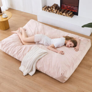 Bean Bag Chairs for Adults - Giant Bean Bag Chair Convertible Bean Bag Bed - Beanbag Chair with Micro Fiber Cover/Furniture Foam Filler - Floor Couch Sofa in Bedroom Dorm Room - Full Charcoal