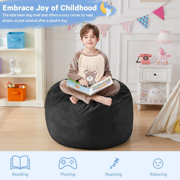 Bean Bag Chairs for Adults - Giant Bean Bag Chair Convertible Bean Bag Bed - Beanbag Chair with Micro Fiber Cover/Furniture Foam Filler - Floor Couch Sofa in Bedroom Dorm Room - Full Charcoal