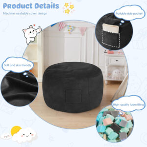 Bean Bag Chairs for Adults - Giant Bean Bag Chair Convertible Bean Bag Bed - Beanbag Chair with Micro Fiber Cover/Furniture Foam Filler - Floor Couch Sofa in Bedroom Dorm Room - Full Charcoal
