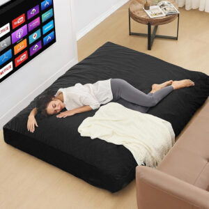 Bean Bag Chairs for Adults - Giant Bean Bag Chair Convertible Bean Bag Bed - Beanbag Chair with Micro Fiber Cover/Furniture Foam Filler - Floor Couch Sofa in Bedroom Dorm Room - Full Charcoal