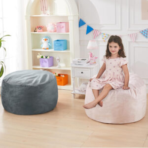 Bean Bag Chairs for Adults - Giant Bean Bag Chair Convertible Bean Bag Bed - Beanbag Chair with Micro Fiber Cover/Furniture Foam Filler - Floor Couch Sofa in Bedroom Dorm Room - Full Charcoal