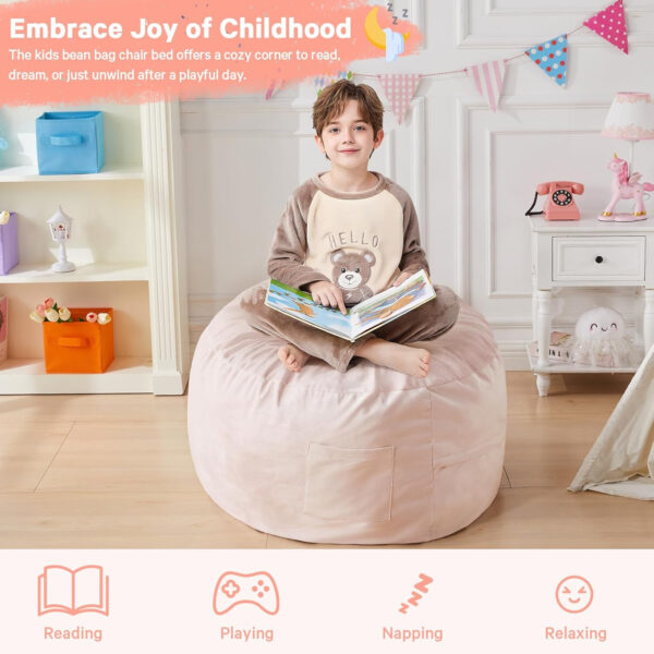 Bean Bag Chairs for Adults - Giant Bean Bag Chair Convertible Bean Bag Bed - Beanbag Chair with Micro Fiber Cover/Furniture Foam Filler - Floor Couch Sofa in Bedroom Dorm Room - Full Charcoal