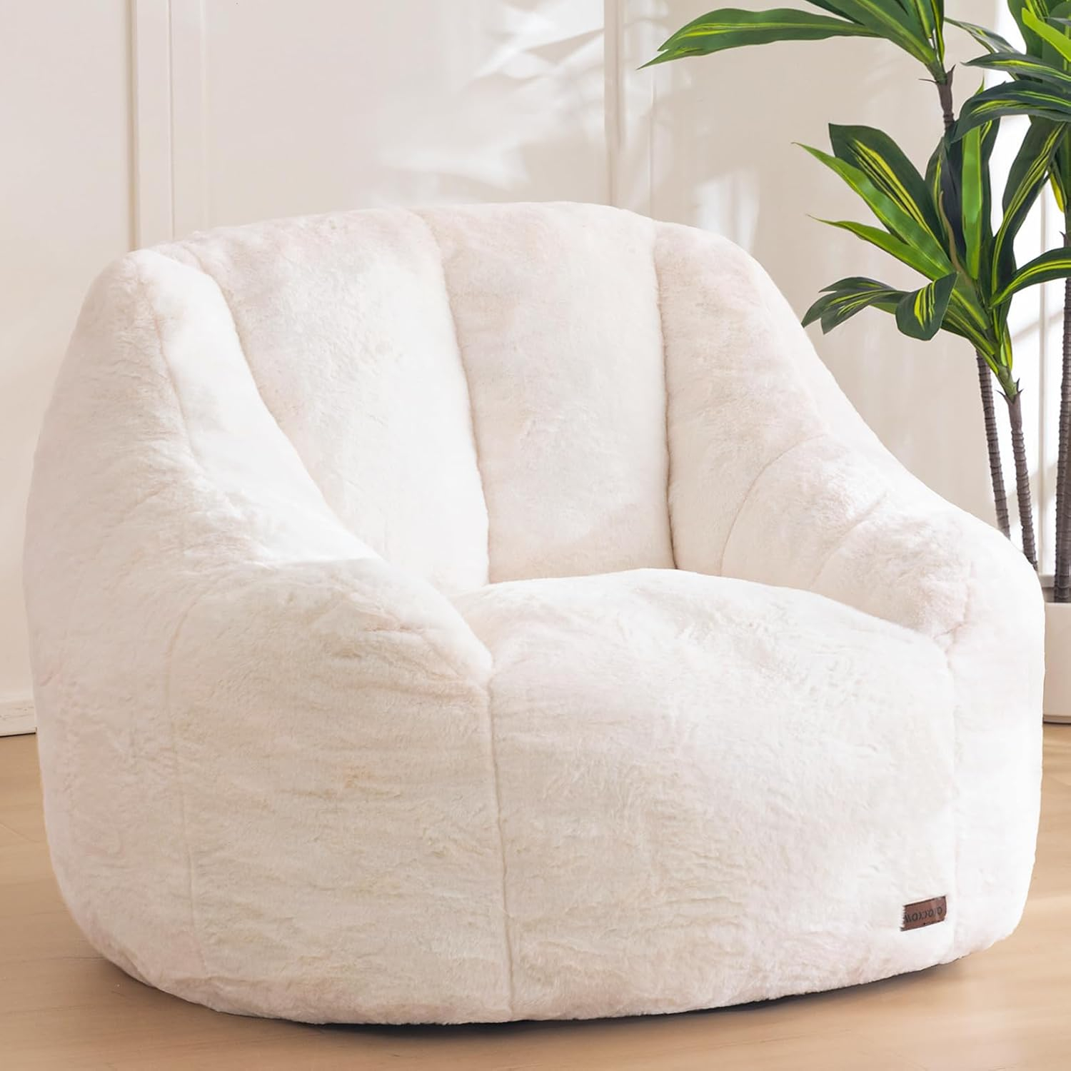 6887def998f7742525e00b3ea60efcaf8748ac7a988cd2b5e9161.jpg MAXYOYO Bean Bag Chair, Comfy Bean Bag Sofa with Back Support, Faux Fur Bean Bag Chair for Adults and Kids, Stuffed Floor Sofa for Living Room, Bedroom, Apartment, Beige