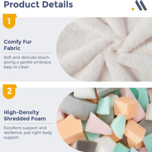 MAXYOYO Bean Bag Chair, Comfy Bean Bag Sofa with Back Support, Faux Fur Bean Bag Chair for Adults and Kids, Stuffed Floor Sofa for Living Room, Bedroom, Apartment, Beige