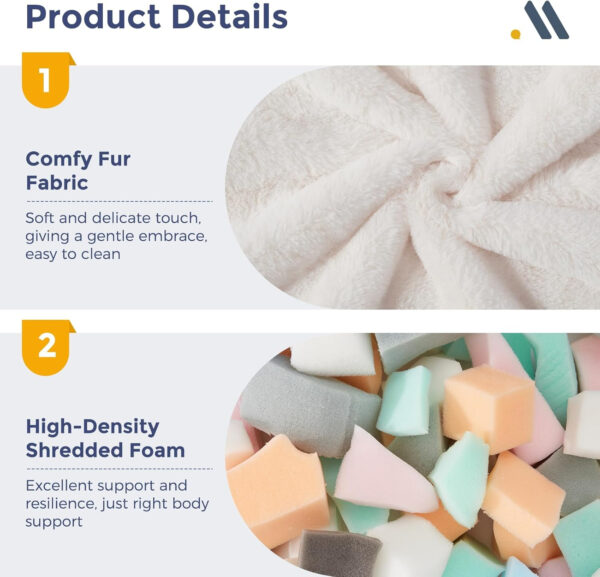 MAXYOYO Bean Bag Chair, Comfy Bean Bag Sofa with Back Support, Faux Fur Bean Bag Chair for Adults and Kids, Stuffed Floor Sofa for Living Room, Bedroom, Apartment, Beige