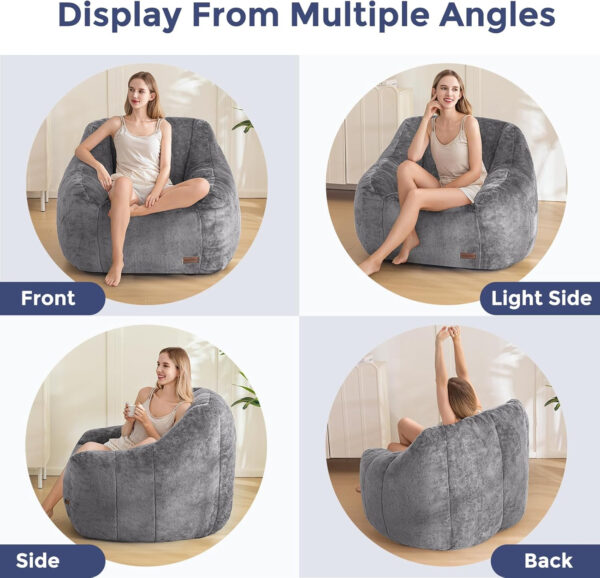 MAXYOYO Bean Bag Chair, Comfy Bean Bag Sofa with Back Support, Faux Fur Bean Bag Chair for Adults and Kids, Stuffed Floor Sofa for Living Room, Bedroom, Apartment, Beige