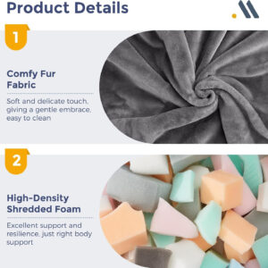 MAXYOYO Bean Bag Chair, Comfy Bean Bag Sofa with Back Support, Faux Fur Bean Bag Chair for Adults and Kids, Stuffed Floor Sofa for Living Room, Bedroom, Apartment, Beige