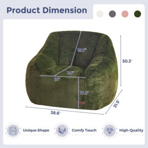 MAXYOYO Bean Bag Chair, Comfy Bean Bag Sofa with Back Support, Faux Fur Bean Bag Chair for Adults and Kids, Stuffed Floor Sofa for Living Room, Bedroom, Apartment, Beige