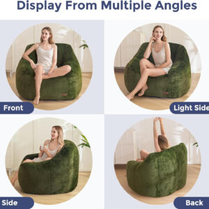 MAXYOYO Bean Bag Chair, Comfy Bean Bag Sofa with Back Support, Faux Fur Bean Bag Chair for Adults and Kids, Stuffed Floor Sofa for Living Room, Bedroom, Apartment, Beige